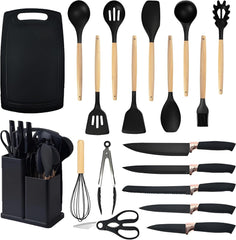19 Pcs Silicone Cooking Kitchen Utensils Set Black
