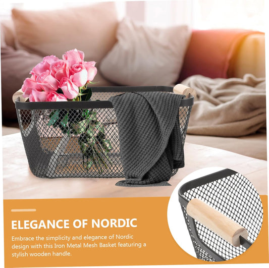 Wooden Handle Wire Basket-Small