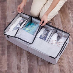 4 Partition Non Woven Transparent Shoes Organizer