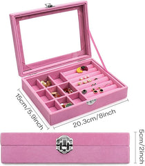 Velvet Clear Lid Jewelry Organizer