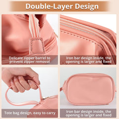 PU Leather Travel Cosmetic Pouch-Pink