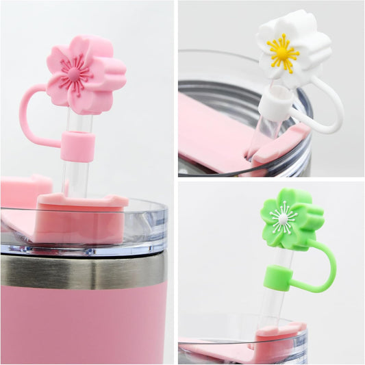 Silicone Straw Cover Cap (Flowers Design)