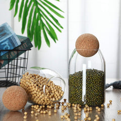 Glass Jar with Wool Ball Lid-Medium