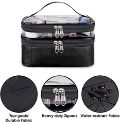 Double Layer Cosmetic Pouch-Black