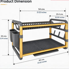2-Tier Aluminium Dish Drying Rack-Golden