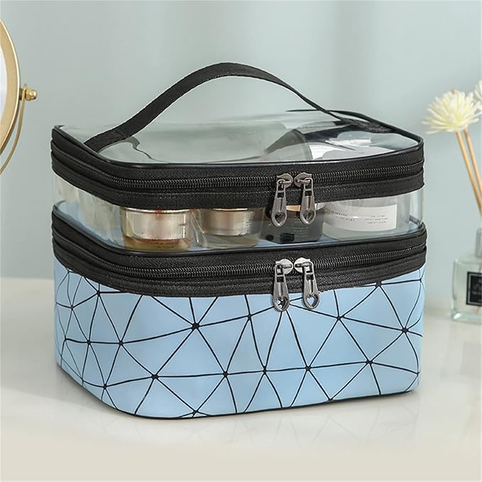 Double Layer Cosmetic Pouch-Sky Blue