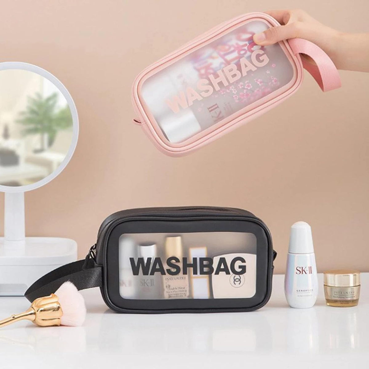 Wash Bag Makeup Travel Pouch Black (S)