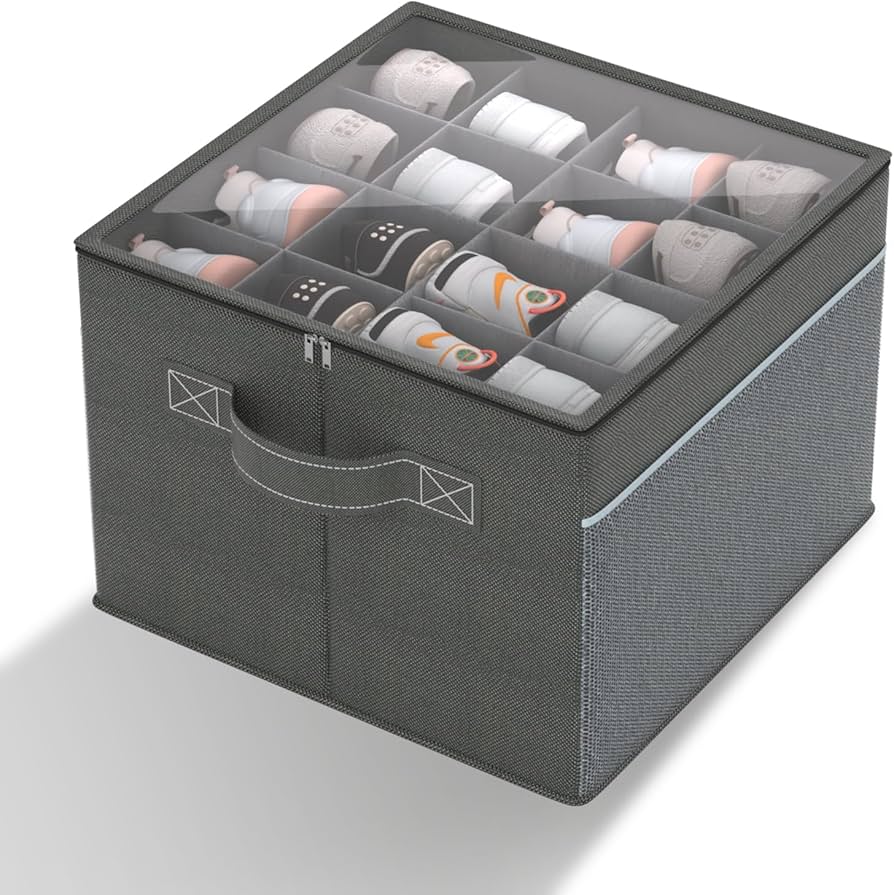 16 Pocket Shoe Organizer (Light Grey)