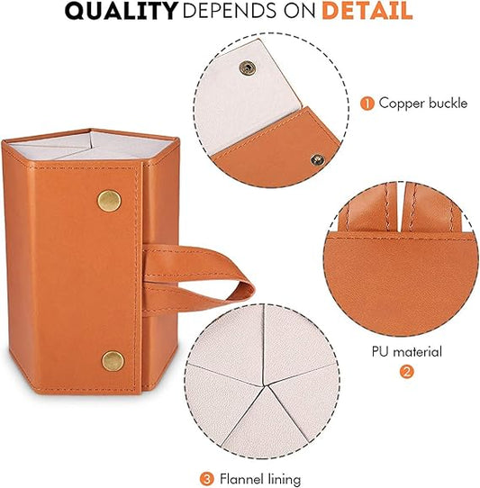 5 Slots Leather Sunglasses Organizer-Brown