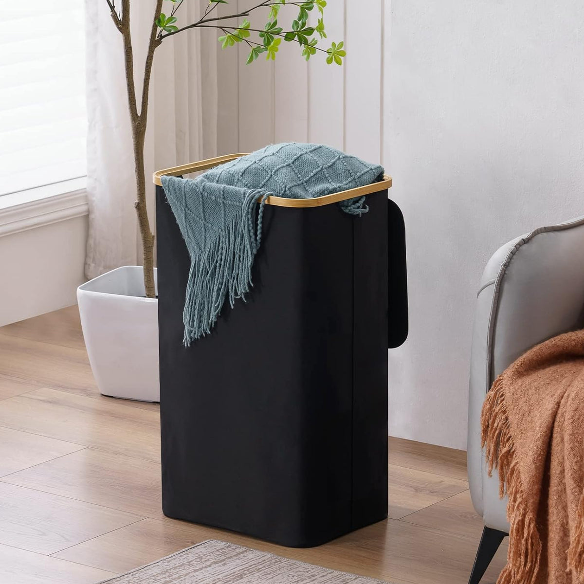 Foldable Laundry Storage Basket Black-L