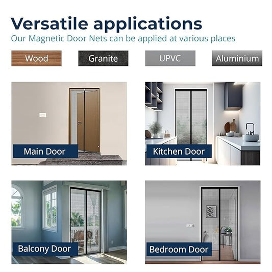 Magnetic Mosquito Net for Door Black