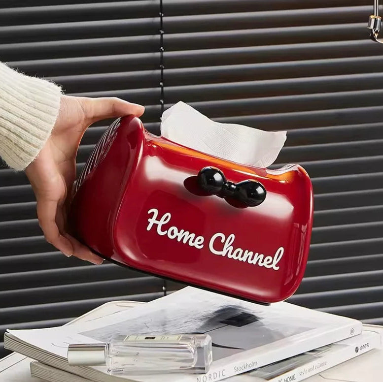 Elegant Bow Tissue Box Cover-Red
