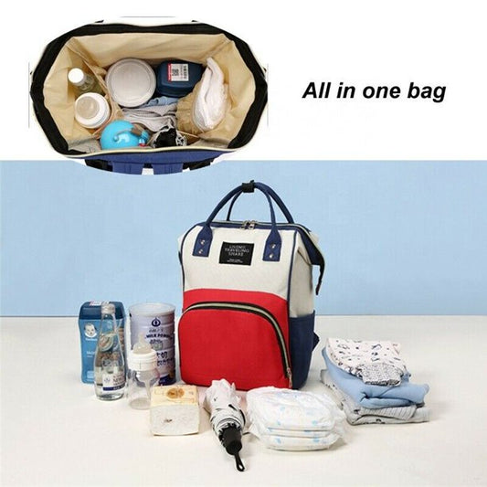 Large Capacity Baby Diaper Bag-White Blue