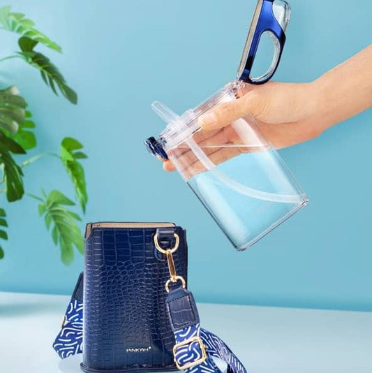 Elegant Water Bottle with Pouch-Blue