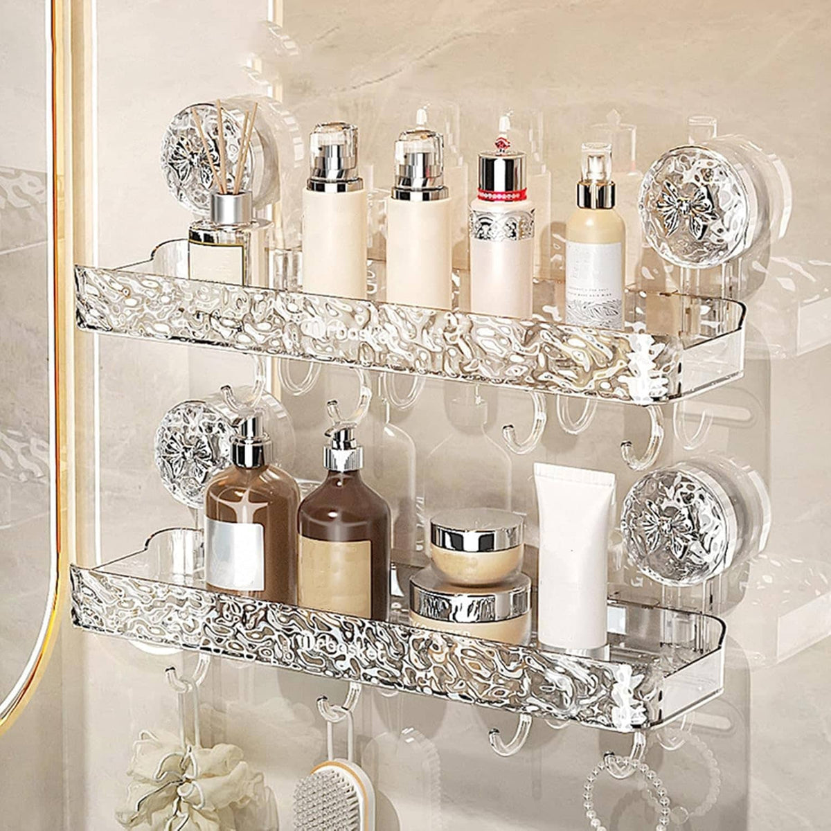 Luxury Style Glacier Pattern Suction Cup Shelf