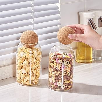 Glass Jar with Wool Ball Lid-Medium