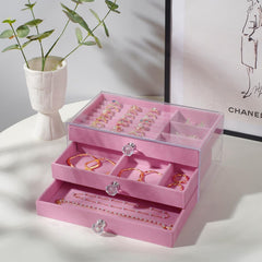 3 Drawers Acrylic Jewellery Box-Pink