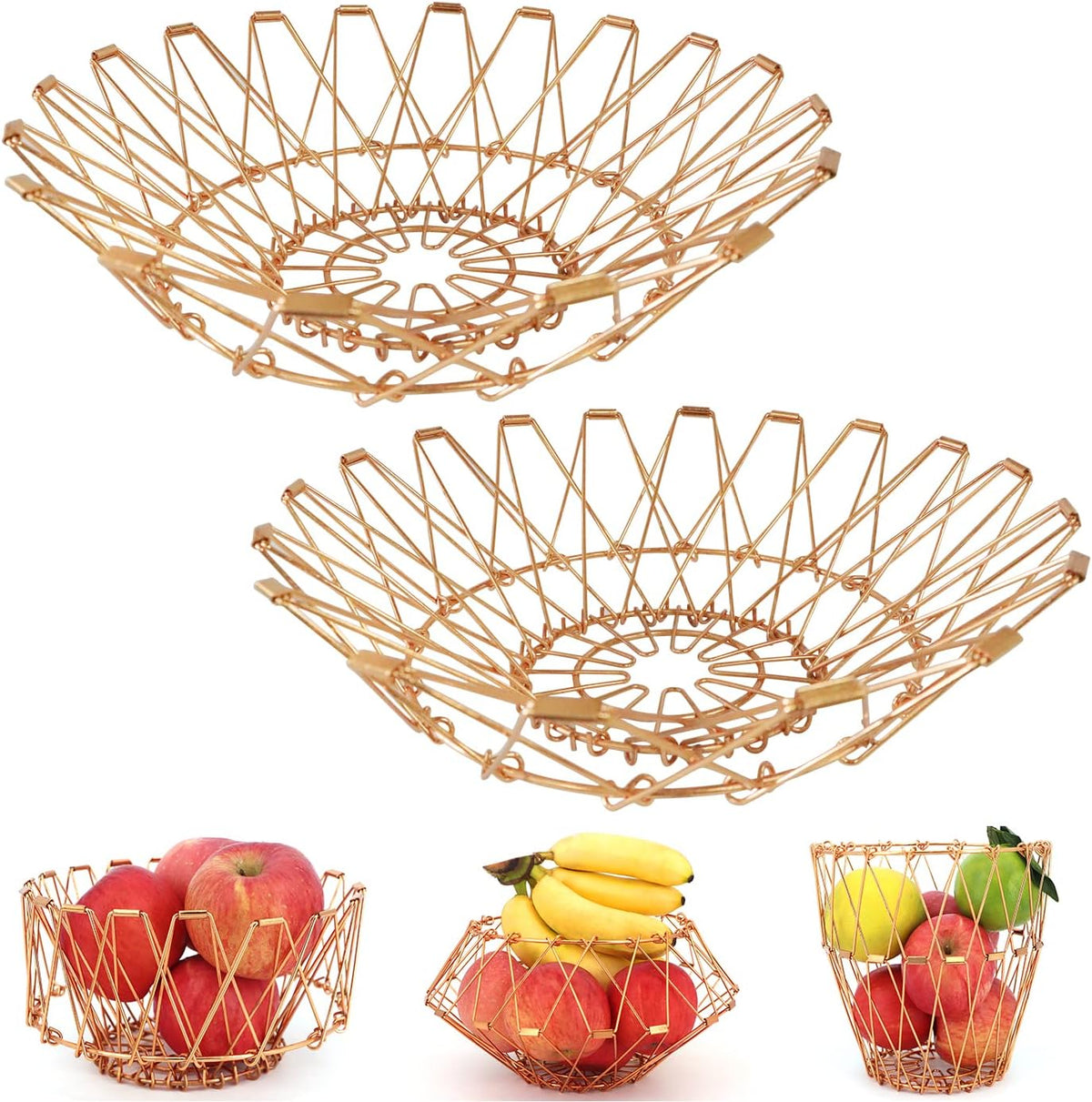 Multipurpose Metal Golden Foldable Basket