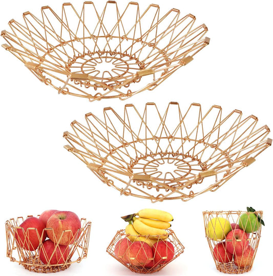 Multipurpose Metal Golden Foldable Basket