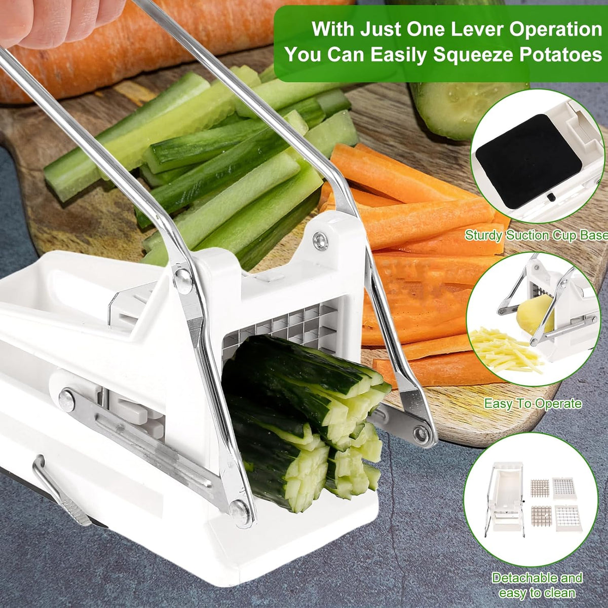 Potato Cutter French Fries Slicer -White