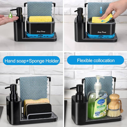 5-in-1 Kitchen Soap Dispenser Set-Black