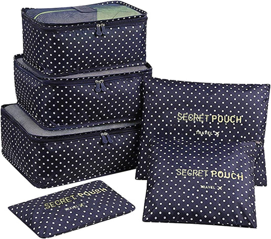 6 Pcs Waterproof Travel Storage Bag(Doted Print)