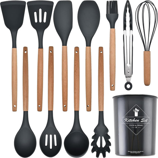 12 pcs Non-Stick Cooking Kitchen Utensils Small-Dark Grey