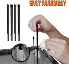 3 Section Laundry Basket with Wheels-Black