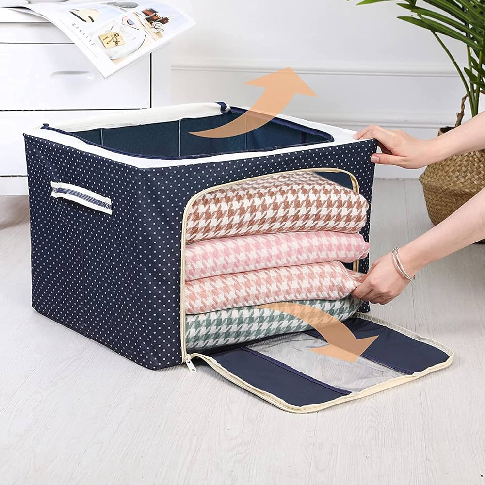 Foldable Clothes Storage Box (66L)-Blue