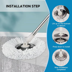 360° Spin Round Mop Head-1Pc