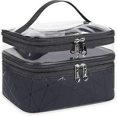 Double Layer Cosmetic Pouch-Black