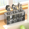 Acrylic Cutlery Holder With Metal Stand-Grey