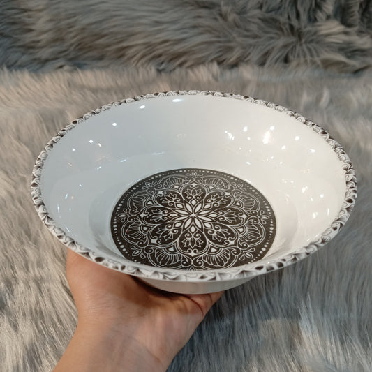 Melamine Big Bowl (White Flowers)