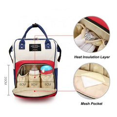 Large Capacity Baby Diaper Bag-White Blue