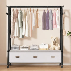 Movable Standing Clothes Rack With Wheels