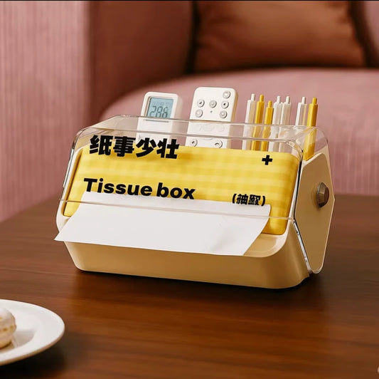 Durable Plastic Anti Slip Tissue Box-Offwhite