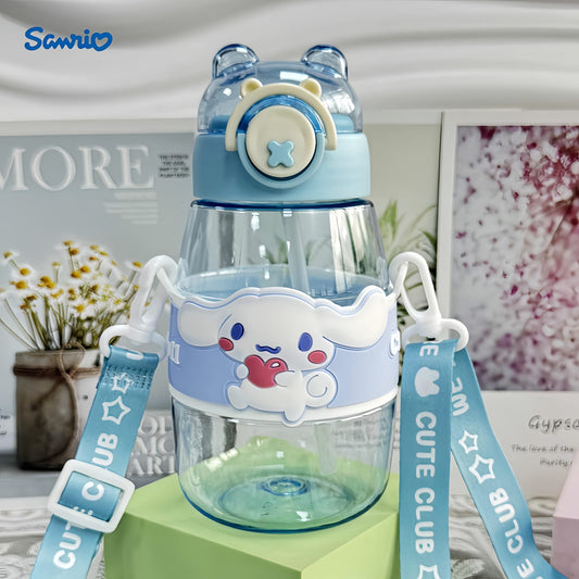 Cartoon Transparent Sports Water Bottle-Blue