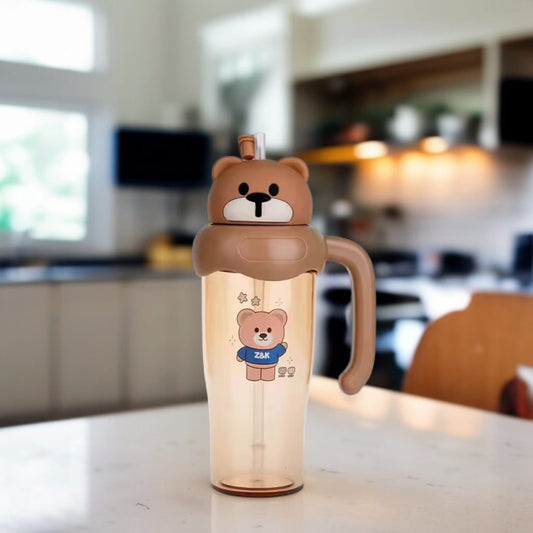 Teddy Bear Design Water Bottle-Brown