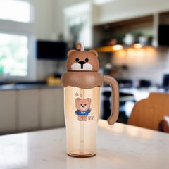 Teddy Bear Design Water Bottle-Brown