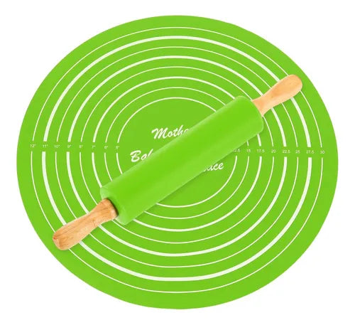 Set of Silicone Rolling Pin with Baking Sheet -Parrot