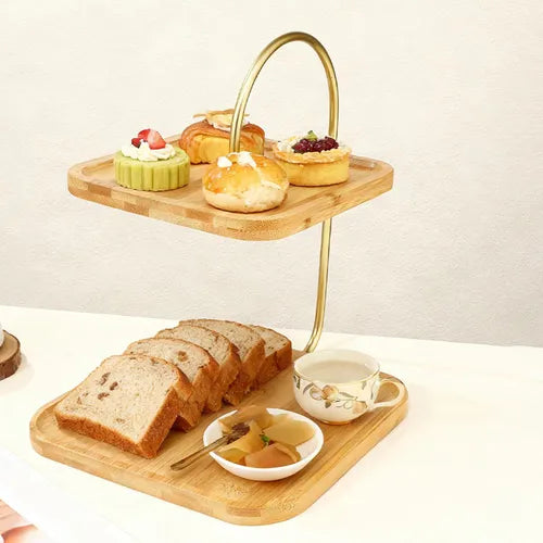2 Tier Square Wooden Tray