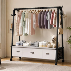 Movable Standing Clothes Rack With Wheels