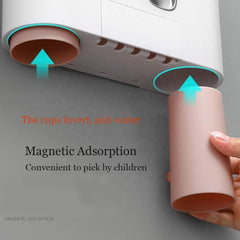 Wall-Mounted Toothpaste Dispenser & Toothbrush Holder