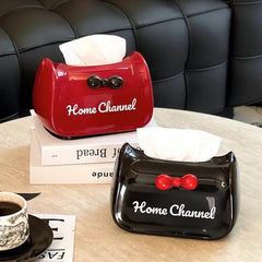 Elegant Bow Tissue Box Cover-Black
