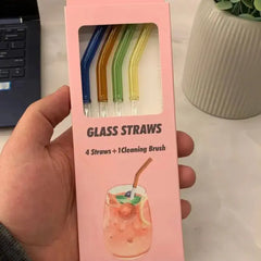 Rainbow Glass Straw Set