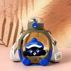 Cartoon Design Sipper Water Bottle-Grey