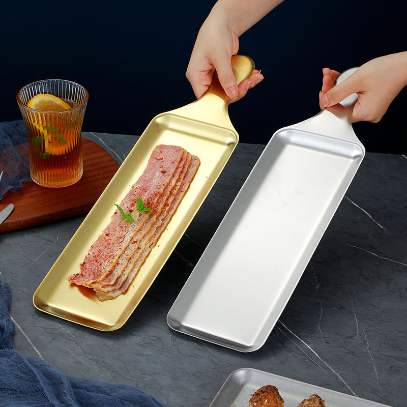 Golden Serving Tray with Handle