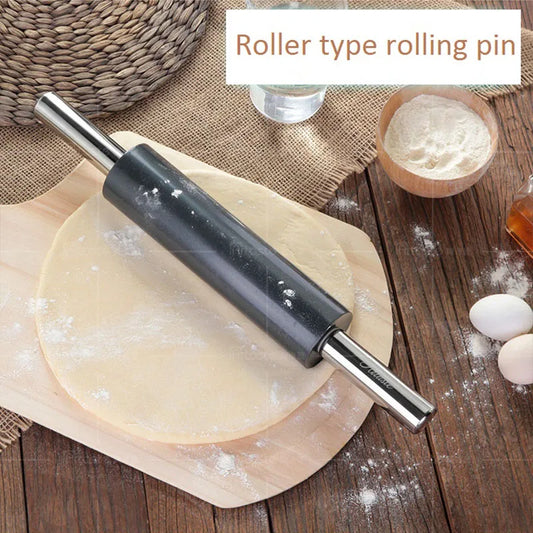 Steel Handle Silicone Rolling Pin-Black