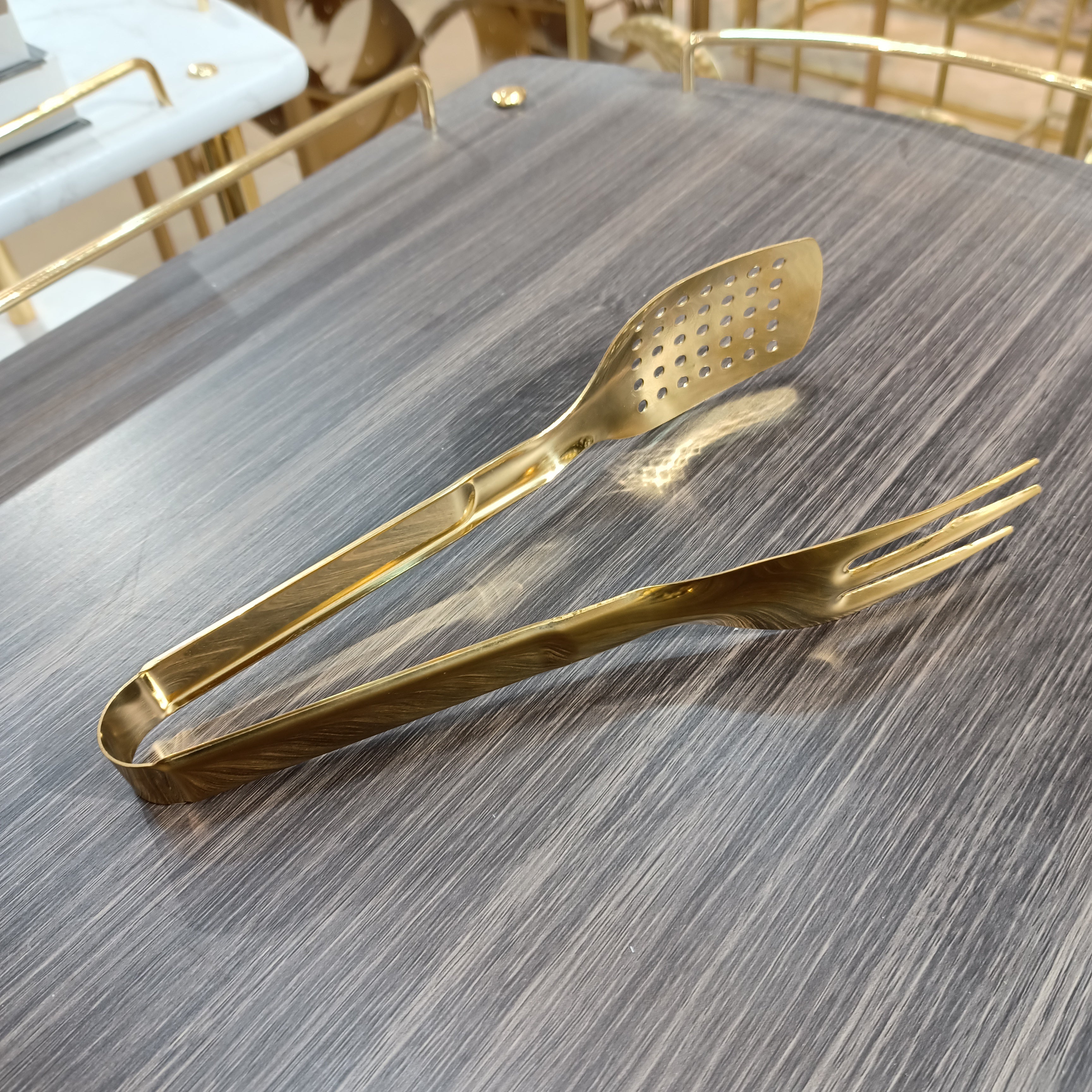 Golden Serving Fork Tong