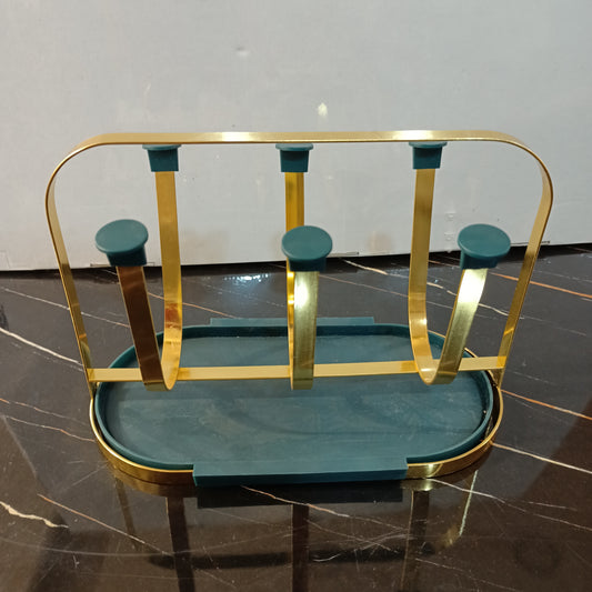 Golden Glass Stand Oval Shape